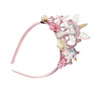 Angoily Rainbow Unicorn 7Th Birthday Headband for, Sparkling Fabric Party Crown with Rhinestones and Glitter, Colorful Festival Hair Hoop Accessory for Birthday Celebrations