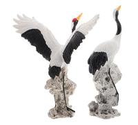 Angoily Realistic 2pcs White Crane Figurine Set for Garden Decoration, Resin Bird Statues with Spread Wings and Raised Head, Model Cranes for Adults, Home and Bonsai Micro Landscape