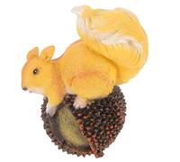 Angoily Realistic Resin Squirrel Sculpture Garden Ornament for Outdoor Balcony Decor Lifelike Animal Model Bonsai Decor Weather-resistant Craft Yellow Chestnut Squirrel Design