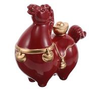 Angoily Red Ceramic Ceramic Horse Figurine Decor for Chinese New Year Feng Shui Fortune Horse Sculpture Collectible Ornament for Home Office Bookshelf Success and Wealth