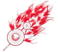 Angoily Red Plume Dreamcatcher Hanging Ornament Double Crystal Rings, Decorative Wall Pendant for Bedroom and Living Room Home Décor, Outdoor Hanging Decoration