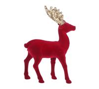 Angoily Red Velvet Reindeer Figurine with Glittering Design for Christmas Tabletop Decor, Compact and Portable Holiday Ornament for Living Space and Festive Seasonal Decoration