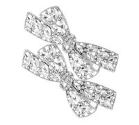 Angoily Removable Metal Bow Shoe Clips with Rhinestones 1 Pair Wedding Shoe Buckles for High Heels for Bridal Pumps and Flats Accessories