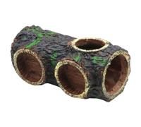 Angoily Resin Hollow Log Fish Tank Tree Cave Decor with Dual Function Privacy Shelter and Feeder Trough for Amphibians and Fish in Aquarium or Terrarium Natural Brown
