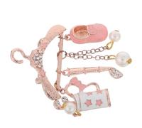 Angoily Rhinestone Brooch Korean Style Breastpin Vintage Zinc Alloy Good-looking Shiny Accessories Matching Shawl Coat Hanger Shaped Pink