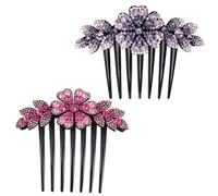 Angoily Rhinestone Flower Hair Side Comb Wedding Hair Comb 2Pcs Elegant Chic for Women Decorative Styling Accessory for New Year Party and Christmas