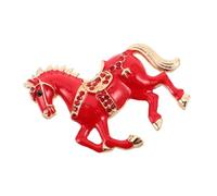 Angoily Rhinestone Horse Pin Elegant Rhinestone Design Vintage Style Alloy Enamel Brooch Red for Formal Gatherings and Parties 2026 Year of The Horse
