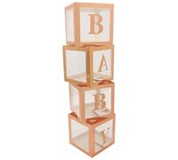 Angoily Rose Gold Letter Balloon Box for Shower Party Decorations, Square Balloons Box Set for Birthday and Shower Events