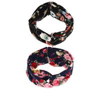 Angoily Rose Pattern Hair Bands 2pcs Breathable Knot Headbands Sweat-wicking Head Wraps for Women Yoga and Party Hair Accessories
