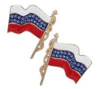 Angoily Russian Patriotic Pin and Precise Flag Design 2pcs Featuring Sparkling Rhinestone Craftsmanship Lightweight Alloy Metal Flag Pins Resistant to Fading for Formal Events and Casual