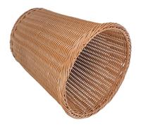 Angoily Rust-Resistant Iron Office Trash Can, Handwoven Simulated Rattan Round Wastebasket, Open-Top Brown Rubbish Bin for Home and Workspace