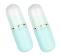 Angoily Set Two Brushes Retractable Brush Capsule Shape Sky-blue Abs Material Ultrasoft Bristles Portable Sl ashionable Travel Size for On-the-go Touch-ups Makeup Enthusiasts