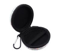 Angoily Shockproof Earphone Bag with EVA Shell and Rhinestone Design Portable Storage Container for Earphones Data Cables and Keys Travel Protective Organizer with Built Mesh