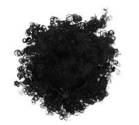 Angoily Short Curly Synthetic Afro Wig with Bangs for Black Women, Heat Resistant High-Temperature Fiber Hairpiece, Voluminous Small Curl Drawstring Puff for Cosplay and Daily Wear