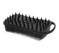Angoily Silicone Dual-Sided Beard and Body Scrubber Brush for Men, Large Black Square Exfoliating Shower Brush with Soft and Firm Bristles for Skin Cleansing and Gentle Massage