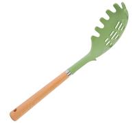 Angoily Silicone Pasta Fork Spaghetti Spoon Server with Wooden Handle, Convenient Noodle Strainer Utensil for Daily Kitchen Cooking and Restaurant Use Random Color
