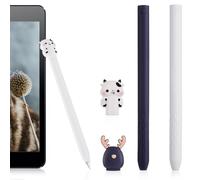 Angoily Silicone Stylus Sleeve Protector for 2nd Generation Digital Pencil, Cartoon Animal Design Pen Cover with Grip, White Cow and Deer Pattern, Compatible Stylus Pen Holder for Drawing