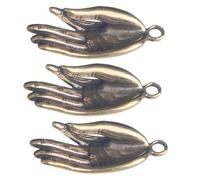 Angoily Small Brass Keychain Pendant 3 Pieces Buddha Hand Design DIY Ornament for Desk and Bag Use