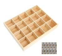 Angoily Socks Organizer Storage Box, Drawer Organizer with 20 Compartments for Underwear and Sundries, Stackable Drawer Container in Original Wooden Color 13.38 X 10.62 X 1.96 in
