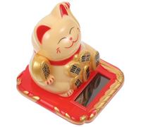 Angoily Solar Powered Waving Arm Japanese Lucky Cat Figurine Plastic Craft Ornament for Car and Study Rooms, Good Luck Feng Shui Cat Statue for Home Decoration