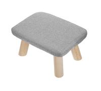 Angoily Solid Wood Foot Stool 35X25X20Cm, Non-Slip Small Footrest for Under Desk, Organizer Stool for Office, Bedroom and Bathroom Use, Light Grey Finish