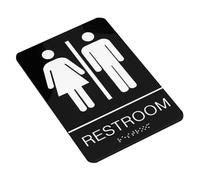 Angoily Stainless Steel Braille Bathroom Sign with Self Stick Tape Gender Neutral Restroom Door Sign for Home Office Restaurant Corrosion Resistant Unisex Handicap Use