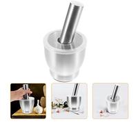 Angoily Stainless Steel Garlic Pestle with PP Lid Ergonomic Manual Grinder for Kitchen and Pharmacy Use Food and Supplement Crusher Comfortable Grip Household Tool