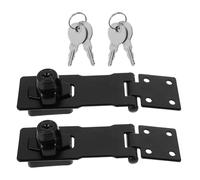 Angoily Stainless Steel Right Angle Door Latch with Key 2Pcs - Cabinet and Drawer Lock for Small Doors, Wardrobe, Wooden Boxes - 4-Inch Matte Black Safety Lock