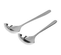 Angoily Stainless Steel Spoon 2PCS Stainless Steel Ladle Serving Soup Ladle Gravy, and Short Handle Spoon Pan for Kitchen Cooking Soup Sauce (Silver) Scoop