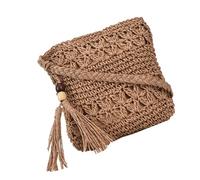 Angoily Straw Tassel Crossbody Bag Hand-woven Hollow-out Paper String Material Long Shoulder Strap Wear and Break Resistance Lightweight Bag for Shopping and Party