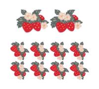 Angoily Strawberry and Hot Melt Adhesive with Embroidered Fruit Motif 10pcs Polyester Fiber Material Iron on Patches Smooth Applique Finish with Reinforced Edges, for Dresses and Shoes