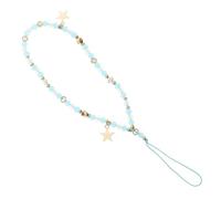 Angoily Stylish Five Pointed Star Phone Chain with Crystal Beads Lost Wrist Strap Keychain Versatile Mobile Phone Accessory Blue