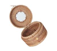 Angoily Tea Storage Container Tea Leaf Canister Rattan Woven with Lid Khaki Moisture-proof Food Contact Safe for Restaurants Catering