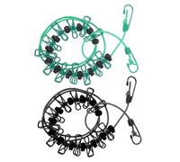 Angoily Telescopic Clothes Drying Ropes Assorted Colour Random Color 2pcs with Windproof Non- Rubber Hooks, Easy to Gather and Convenient to Store Outdoor Clothesline for Home Use