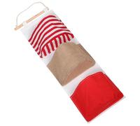 Angoily The Door Hanging Organizer Bag Fabric and Solid Wood Construction with 3 Pockets Multi-grid Storage Solution Tool-free Installation for Entryway and Door