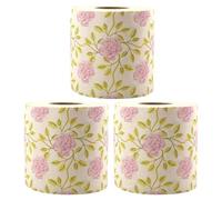 Angoily Toilet Paper Rolls with Rose Print and Bamboo Pulp, Decorative Colored Bath Tissues for Home Bathroom Use, Soft Sustainable Napkins, 3 Rolls Pack