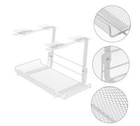 Angoily Under Desk Cable Organizer Tray for Wire Management Tidy Cable Storage Rack for Office and Home for Chargers Adapters and Power Strips White Small