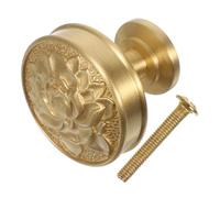 Angoily Vintage Brass Lotus Cabinet Knobs Drawer Pulls with Elegant Floral Design for Kitchen Bedroom Furniture Premium Wear Resistant Handles with Smooth Polished Finish and Easy