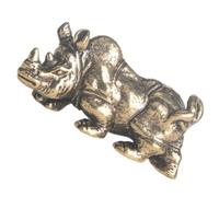 Angoily Vintage Brass Rhinoceros Statue Ornament, Miniature Sturdy Figurine for Home and Office Décor, Practical Golden Animal Sculpture Accent