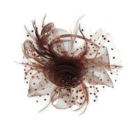 Angoily Vintage Bridal Headpiece Elegant Plume Bead Hair Accessories for Wedding Chic Net Yarn Flower Headdress Supply for Elegant Lady