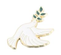 Angoily Vintage Brooch Metal Bird Brooch Pin Peace Dove Flying Bird Olive Branch Design White Alloy Shawl Pins for Women Personal Charm Material for Gifting and Dates