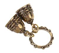 Angoily Vintage DIY Brass Bells Hanging Ornaments, Small Double Bell Keyring Pendants for Crafts and Bag Decorations Tangled Vine Design