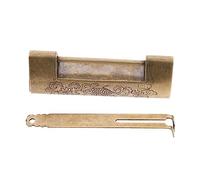 Angoily Vintage Engraved Antique Copper Padlock 7.5cm Wooden Box Lock with 4.4cm Spacing Retro Chinese Style Drawer and Cabinet Security Lock