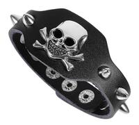 Angoily Vintage Halloween Skull Bracelet for Women, Lightweight Artificial Leather Wrist Chain with Comfortable Touch, Elegant Horror Style for Travel and Halloween Party Accessories
