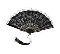 Angoily Vintage Lace Handheld Folding Fan with Tassel Lightweight Frame Elegant Chinese Style for Dance Stage Performance and Wall Decoration