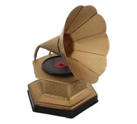 Angoily Vintage Phonograph Model Standing Record Player Alloy Portable Gramophone Ornament Elegant Retro Design for Restaurant Table Decor and Parties