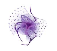 Angoily Vintage Purple Fascinator Hat Headband Net Yarn Material, Elegant Flower Veil Design to Attract Attention and Add Elegance for Stage Performance and Festival Accessories