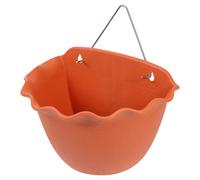 Angoily Vintage Wall Hanging Flower Pot Roman Wave Edge, Large Terracotta Color Plastic Planter V-shaped Hook and No-trace Nail, Indoor Outdoor Railing Hanging Succulent and Vegetable