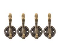 Angoily Vintage Wall Mounted Coat Hooks 4pcs Set in Golden Zinc Alloy, Space Efficient Decorative Hardware for Wardrobes and Bathrooms, Classic American Country Style Retro Robe