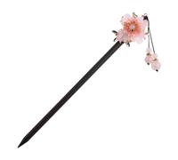 Angoily Vintage Wooden Hair Pin with Delicate Resin Flowers and Copper Alloy Details, Designed for Casual Occasions, Featuring An Attractive Appearance and Female Charm in A Classic